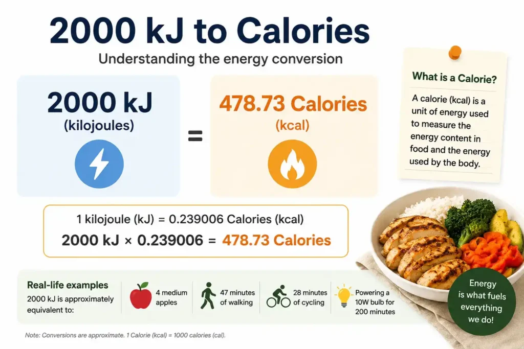 2000 kJ to Calories