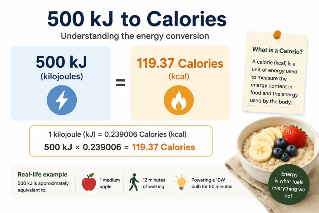 500 kJ to Calories