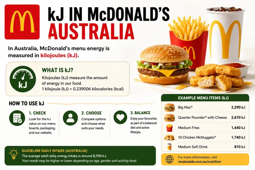 McDonald's kJ to Calories