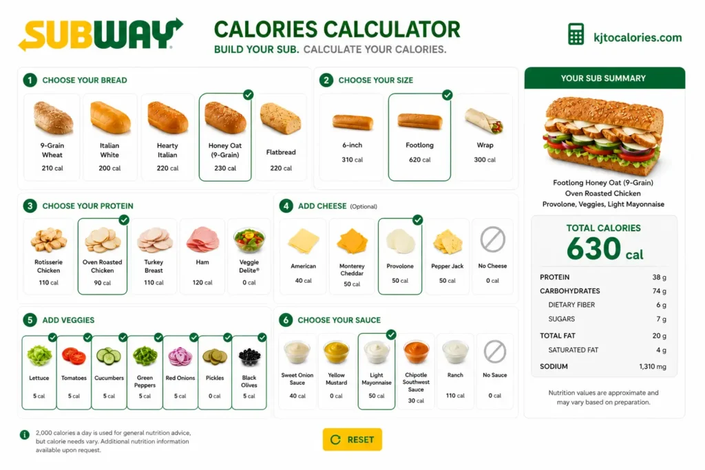 Subway Calories Calculator