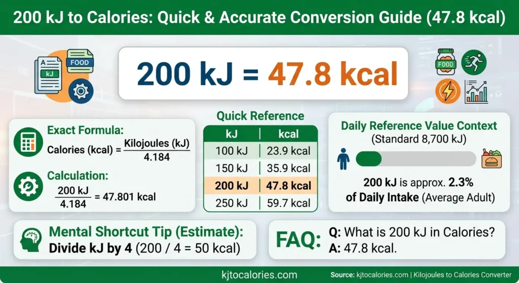 200 kJ to Calories