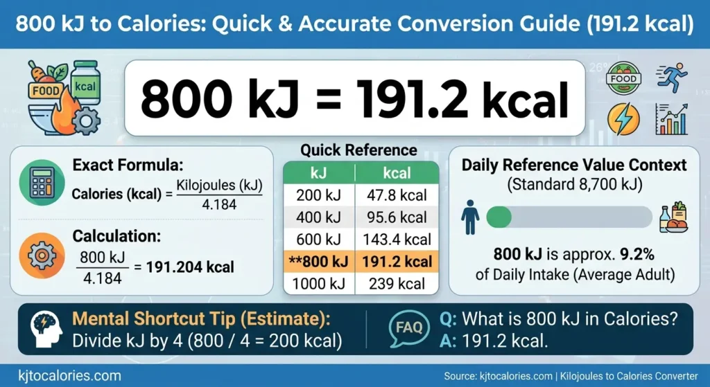800 kj to calories